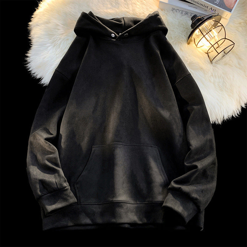 Damen gemütlicher Kapuzenpullover im modernen Velourslook Amawinc