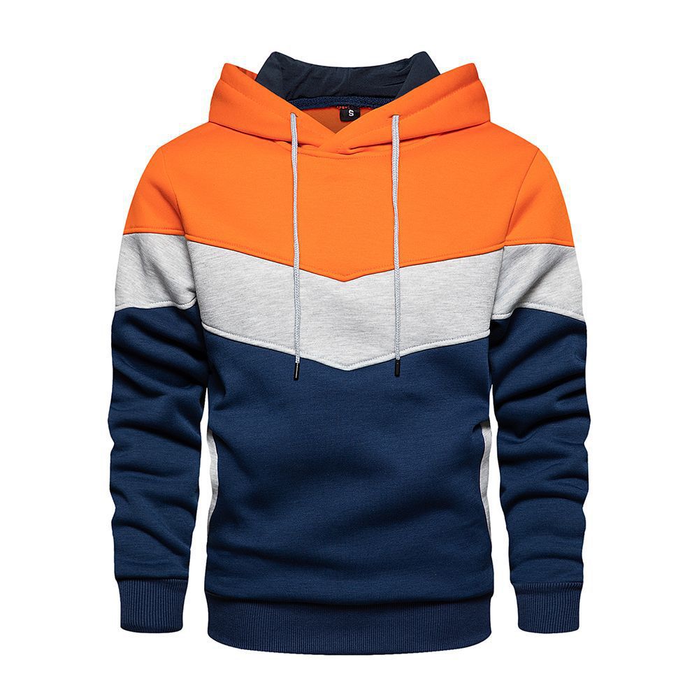 Sweat À Capuche En Mélange De Coton Colorblock Avec Poches Latérales Coupe Décontractée Pour Homme