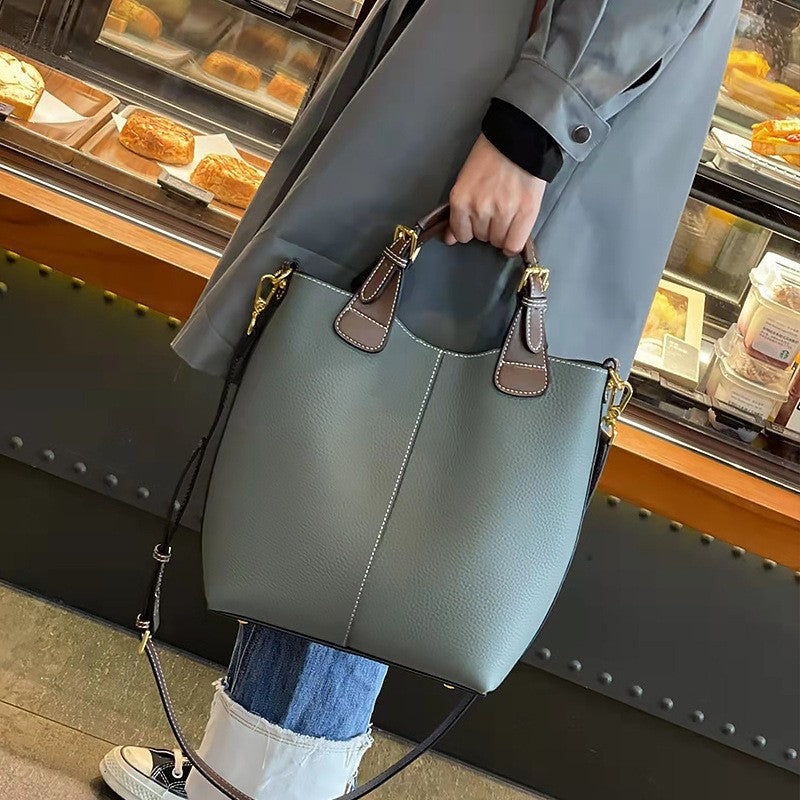 Amawinc Sac Cabas Vegan Structuré Avec Poignées Contrastées Et Bandoulière Pour Professionnels Et Voyageurs