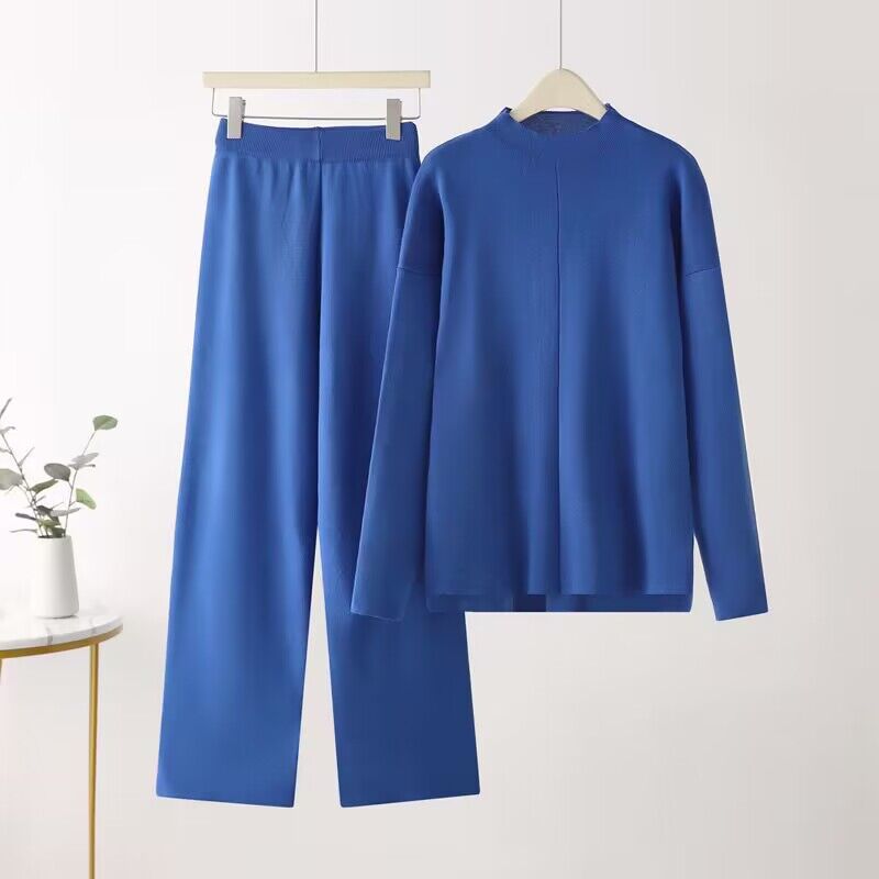 Damen elegantes Set aus langärmligem Oberteil und Palazzo-Hosen Amawinc