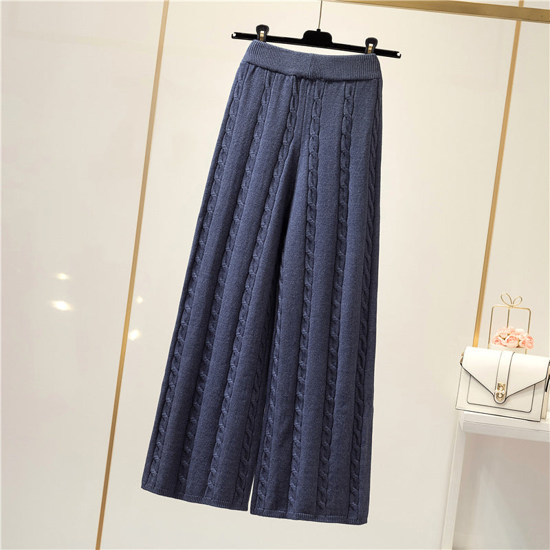 Damen Strickweite Palazzo-Hose mit Zopfmuster Amawinc