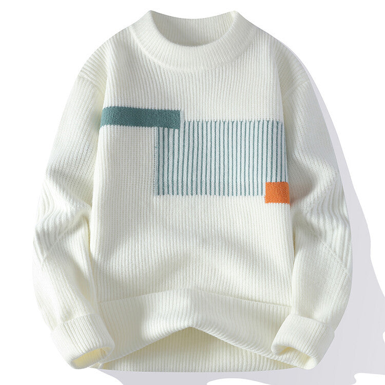 Damen moderner Strickpullover mit geometrischem Muster Amawinc