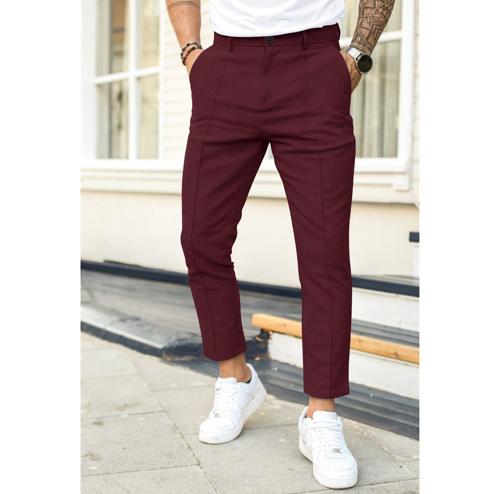 Pantalon Homme Slim Longueur Cheville Avec Plis Doubles Et Passants De Ceinture Par Nordic Flair