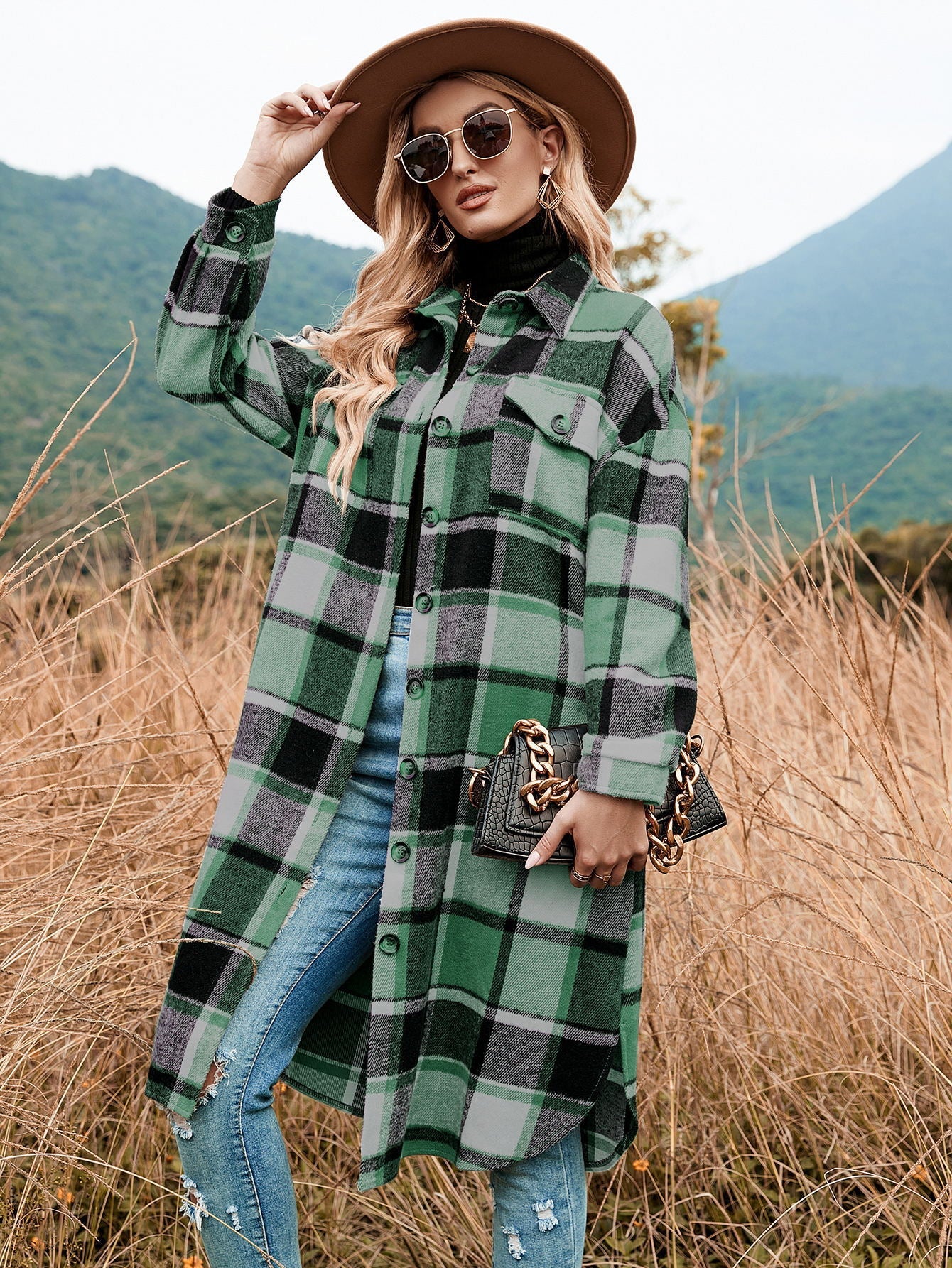 Damen Flanellhemd-Kleid mit Karomuster Amawinc