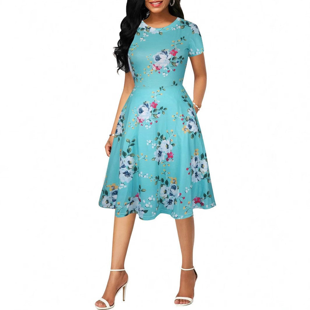 Fudus lässiges Rundhals-Kleid mit Druck
