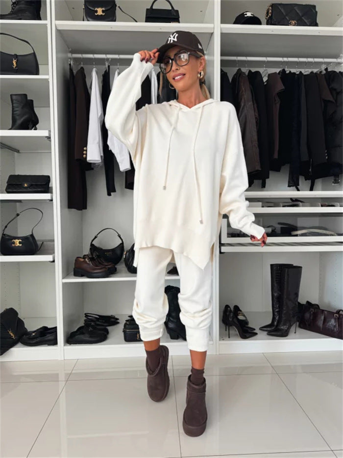 Damen gemütliches Hoodie- und Jogginghose-Set mit seitlichen Taschen Amawinc