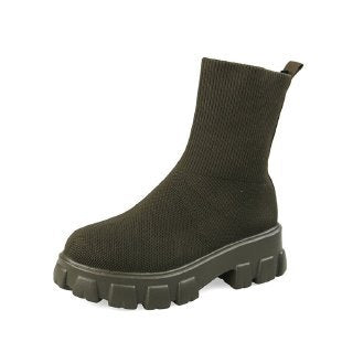 Damen trendige Stiefel mit hohem Schaft und robustem Plateau Amawinc