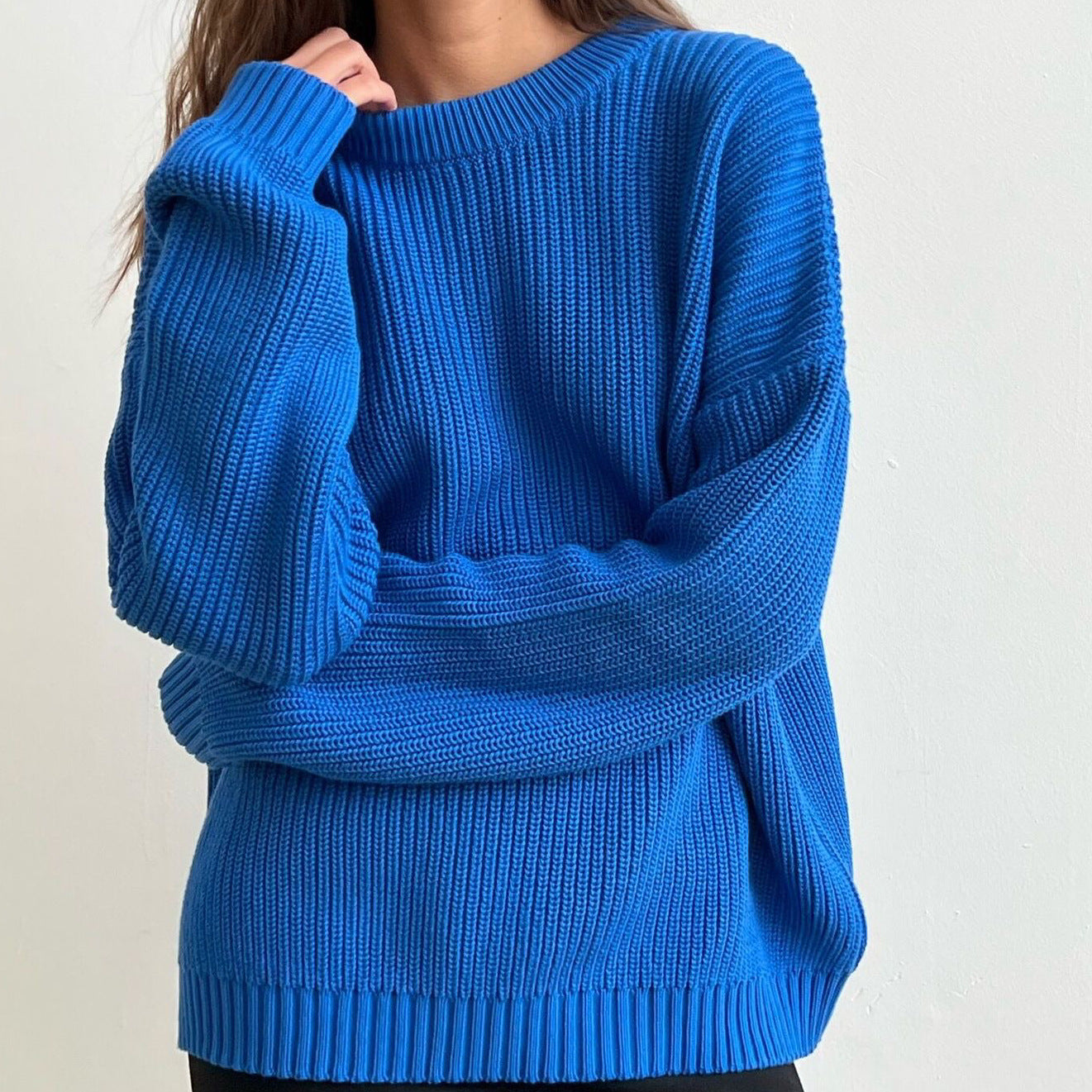 Damen Oversized Strickpullover mit strukturiertem Muster Amawinc