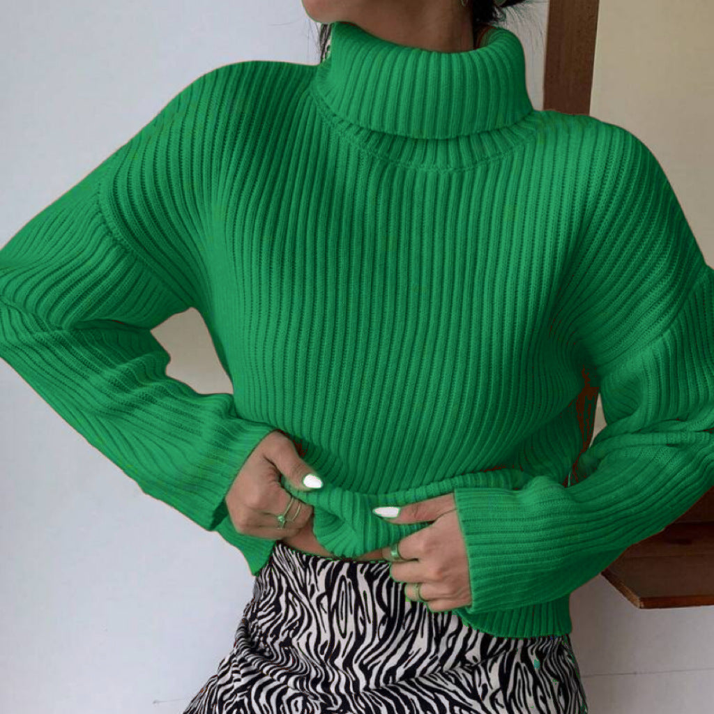 Damen Hochwertiger Rollkragenpullover mit strukturiertem Rippstrick Amawinc