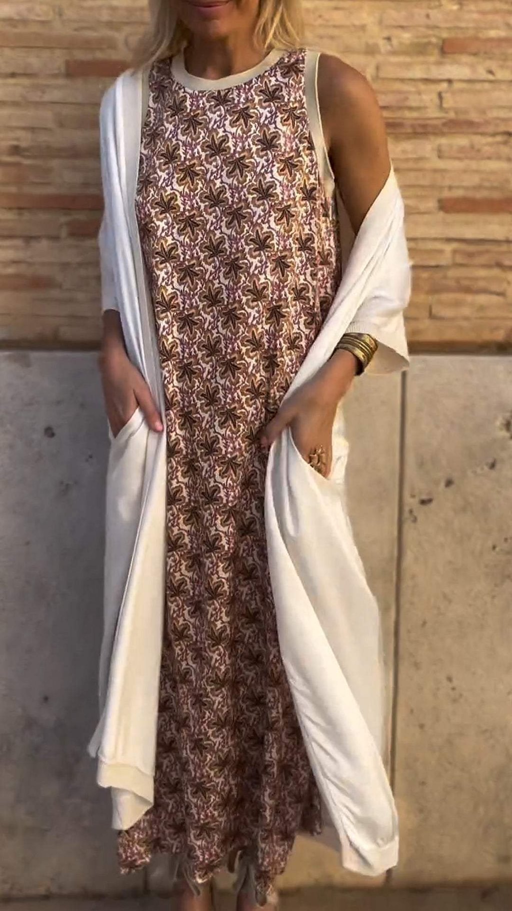 Ensemble Robe Et Cardigan Pour Femme Coupe Ample Maille Légère Longueur Genou Printemps Été