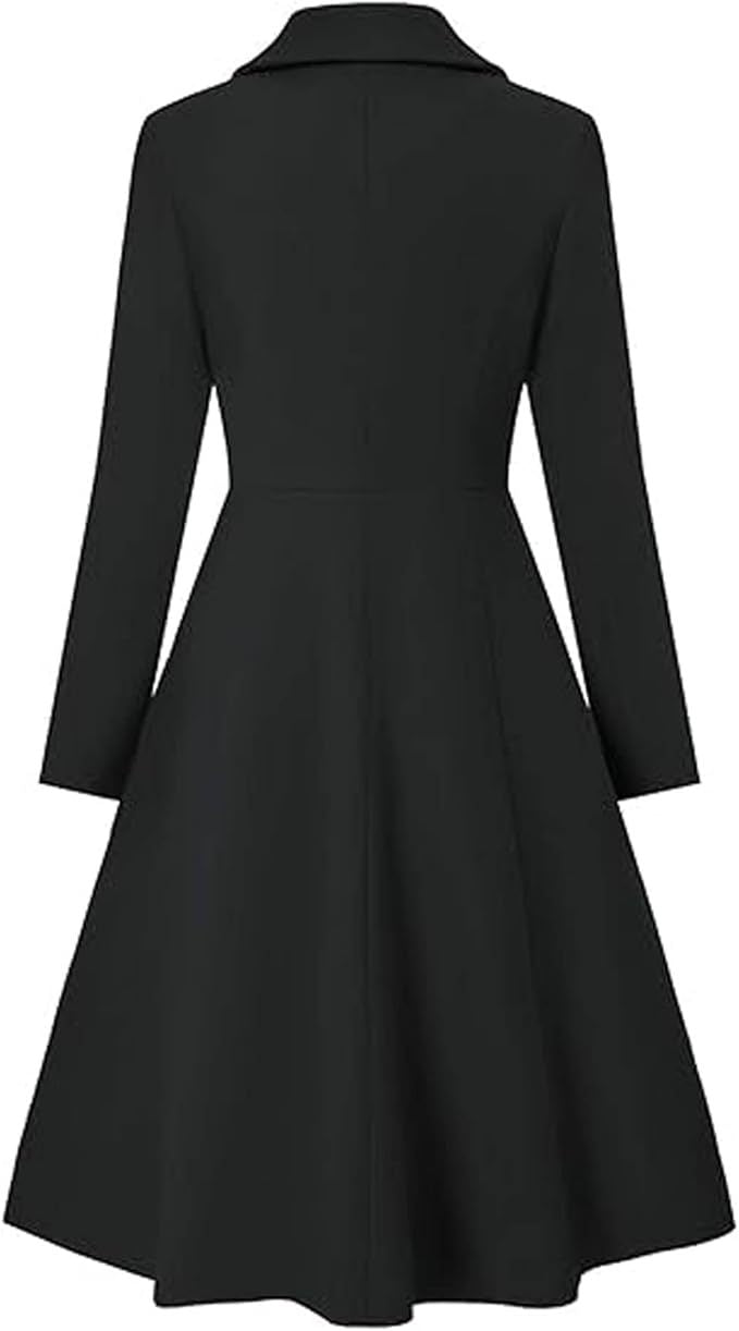 Damen Eleganter Oversize-Mantel mit doppelter Knopfreihe Amawinc