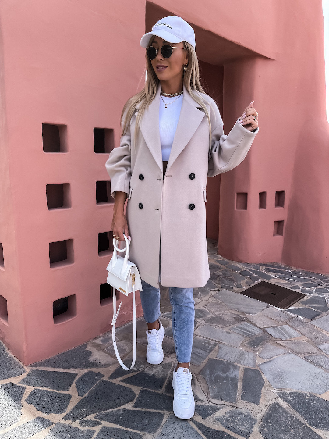 Damen eleganter und strukturierter Mantel im doppelten Design Amawinc