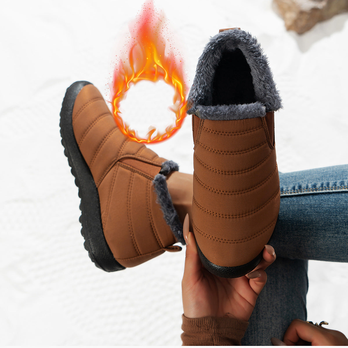 Damen Komfortable Winterboots mit kuscheligem Futter und rutschfester Sohle Amawinc