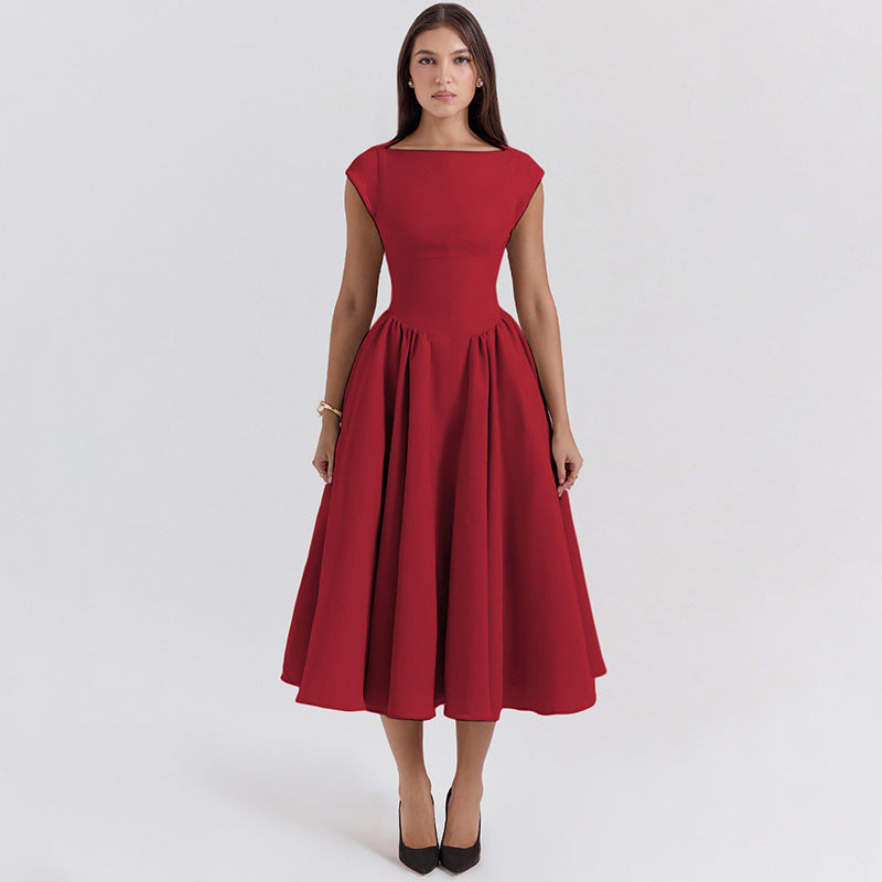 Damen Midi-Kleid mit elegantem A-Linien Schnitt und schickem Quadrat-Ausschnitt Amawinc
