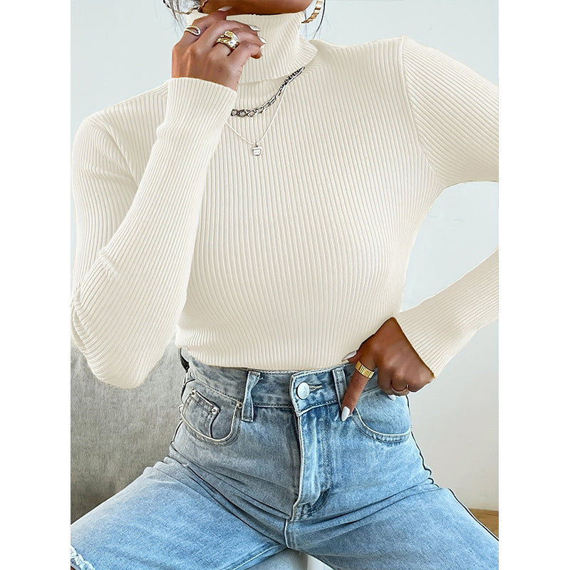 Damen Rollkragenpullover mit modernem Rippdesign Amawinc