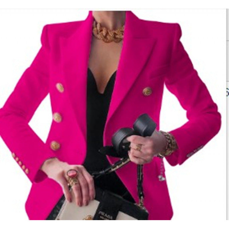 Damen Edler Blazer mit Goldknopf-Detail und klassischem Schnitt Amawinc