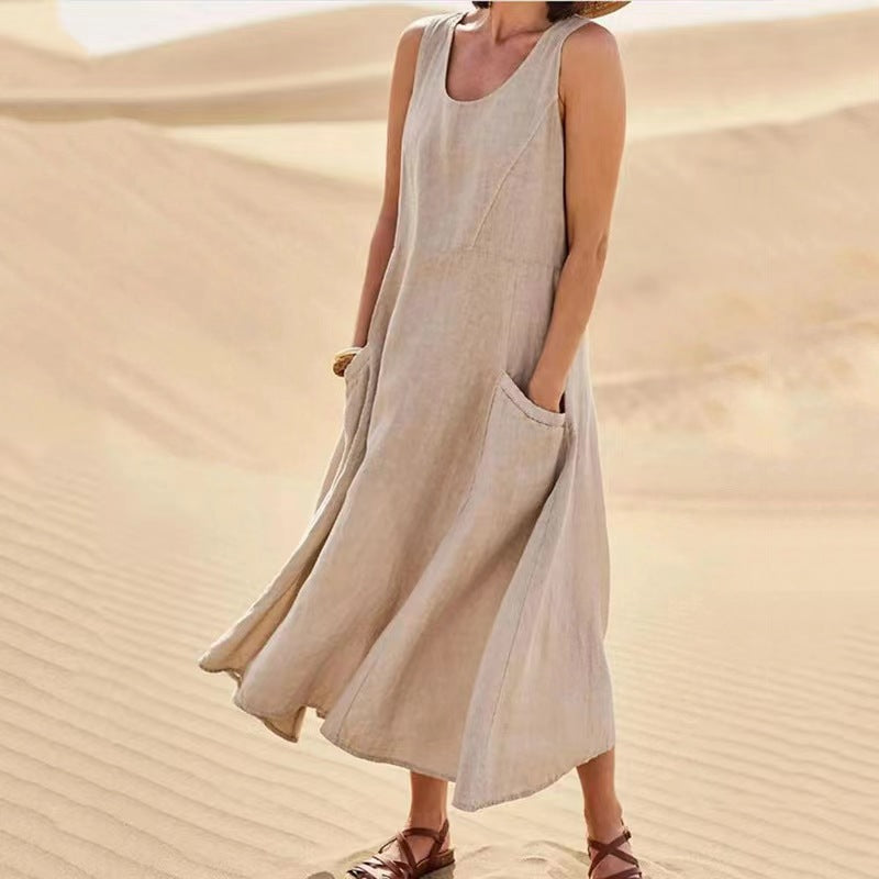 Damen Sommerliches Maxi-Kleid mit praktischen Taschen und lässigem Schnitt Amawinc