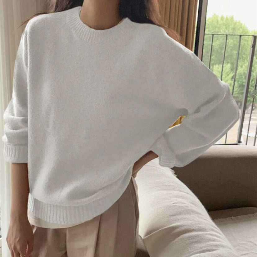 Damen Gemütlicher Rundhals-Pullover aus hochwertigem Stoff Amawinc