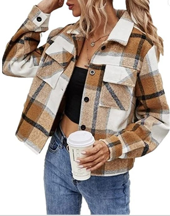 Damen Kariertes Flanelljacke Amawinc