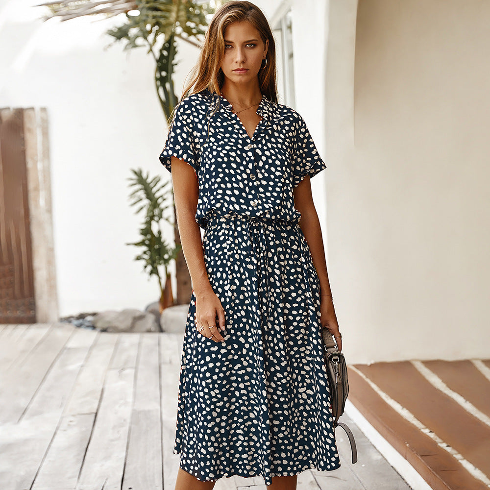 Kurzärmliges Johanna Sommerkleid mit Polka Dots