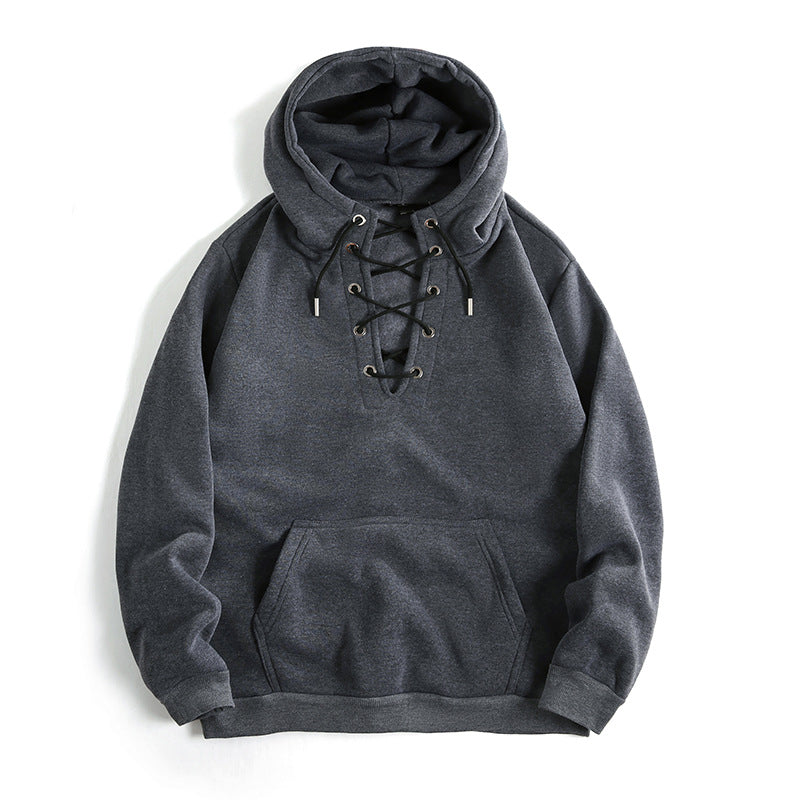 Damen Kapuzenpullover mit raffiniertem Schnürdesign und praktischer Kängurutasche Amawinc