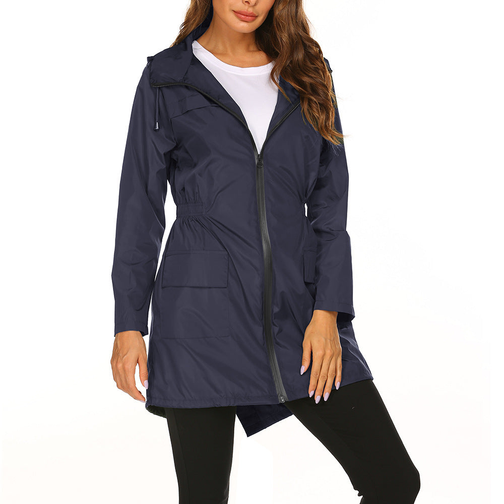 Damen Outdoor-Jacke mit verstellbarer Kapuze und elastischem Bund Amawinc