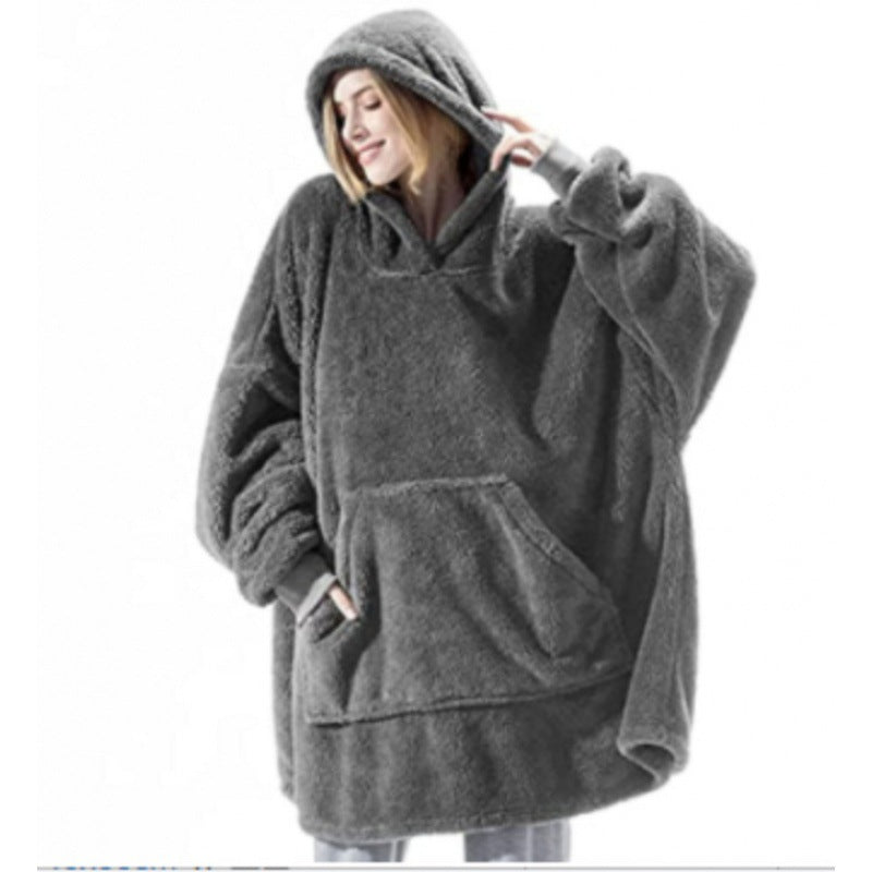Damen oversize Fleece-Hoodie mit Kängurutasche und Kapuze Amawinc