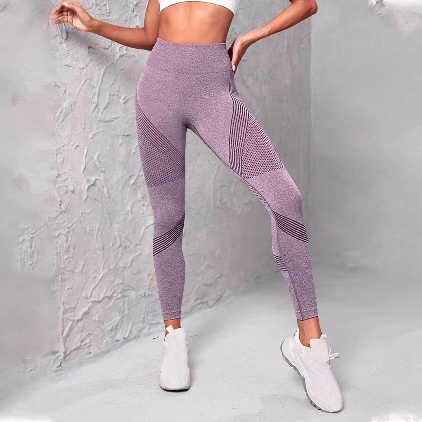 Damen Hochwertige Sportleggings mit atmungsaktiven Mesh-Einsätzen und nahtlosem Design Amawinc
