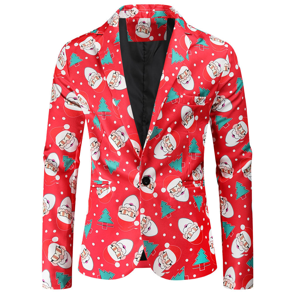 Herren festlicher Blazer mit fröhlichem Weihnachtsdesign Amawinc