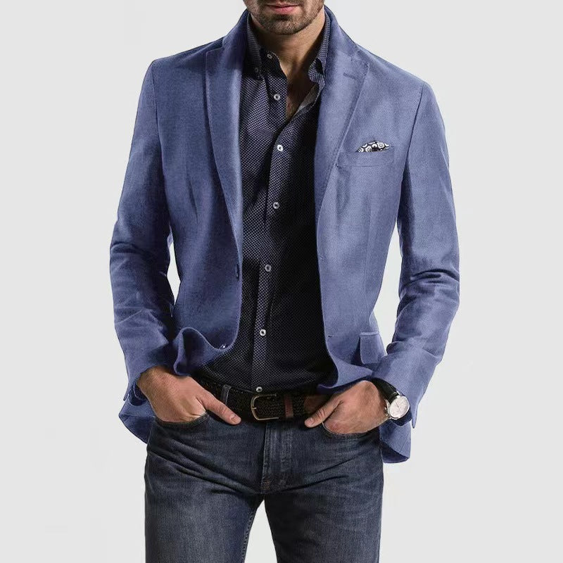 Veste Blazer Homme Slim Fit En Mélange Laine À Simple Boutonnage Revers Classique Pour Tenue Formelle Et Décontractée