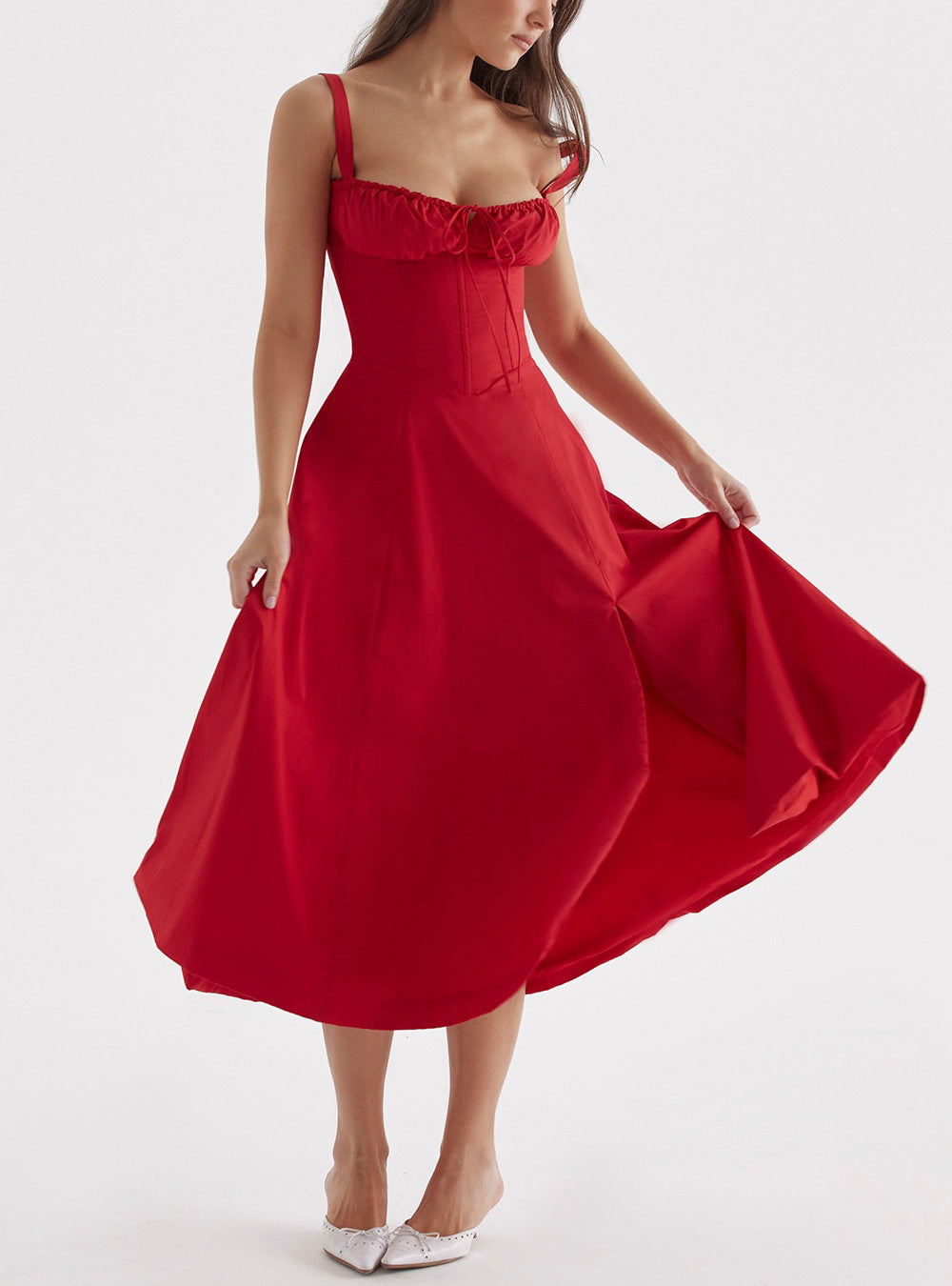 Robe Midi Sans Manches Effet Wrap Avec Fente Élevée Imprimé Floral Léger Pour L'Été Confortable