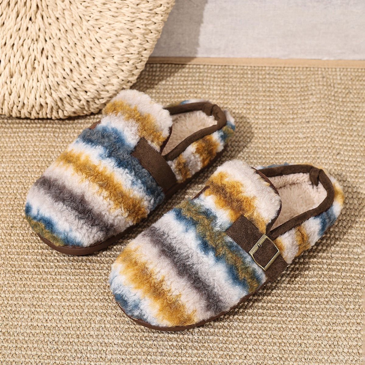 Damen Warme Hausschuhe mit Karomuster und bequemer Sohle Amawinc