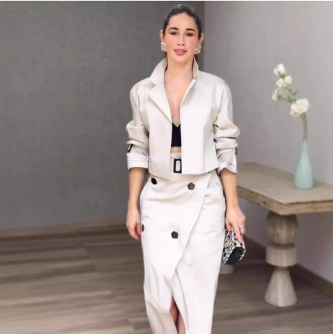 Damen modische Jacke und Rock Set Amawinc