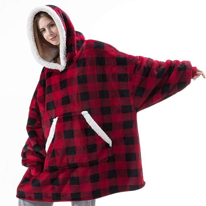 Damen Gemütlicher Hoodie-Poncho mit weichem Futter und praktischen Taschen Amawinc