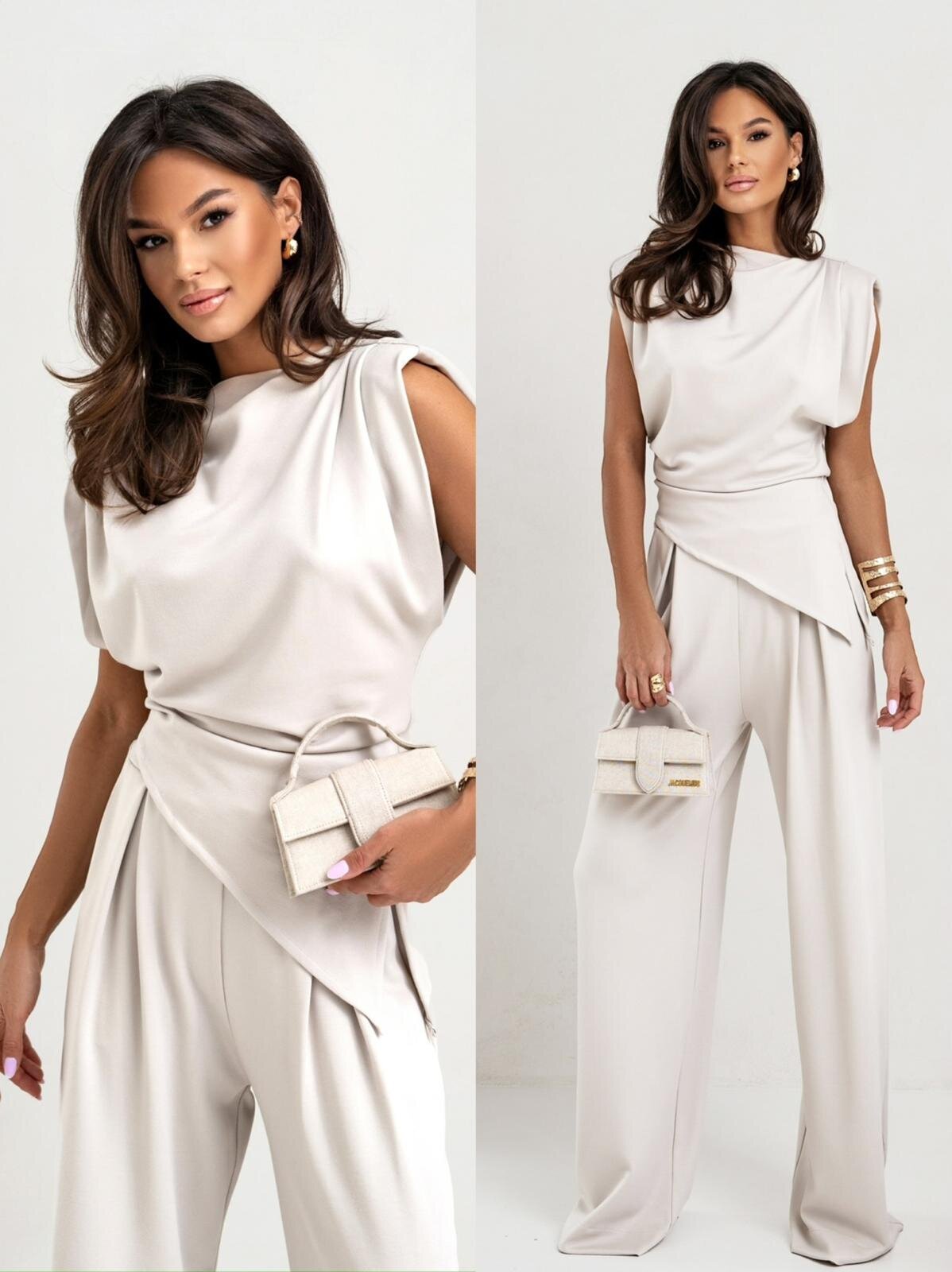Damen eleganter Jumpsuit mit asymmetrischem Schnitt und hochmodernem Design Amawinc
