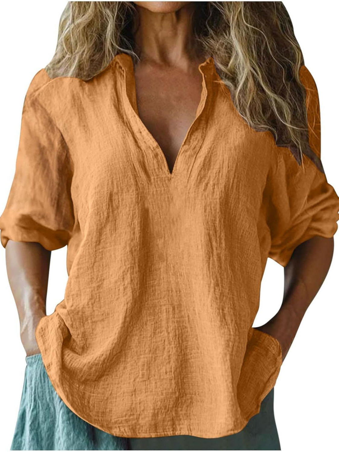 Damen lässige Leinenbluse Amawinc