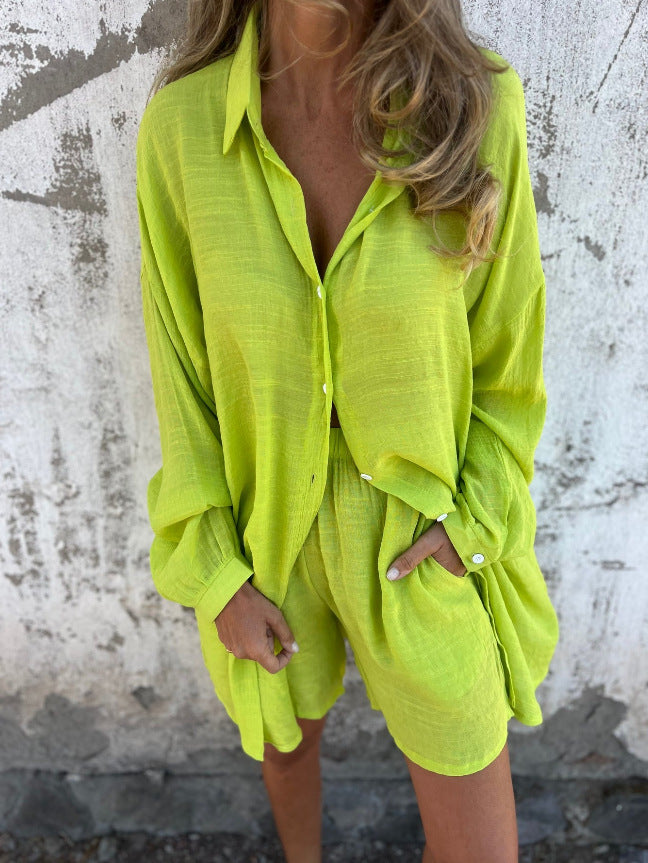 Damen lange Bluse mit durchgehender Knopfleiste und lässigem Schnitt Amawinc