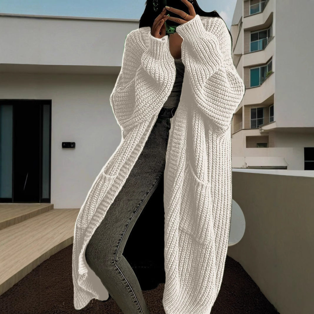 Damen Großer Strickcardigan mit lässiger Passform und großen Taschen Amawinc