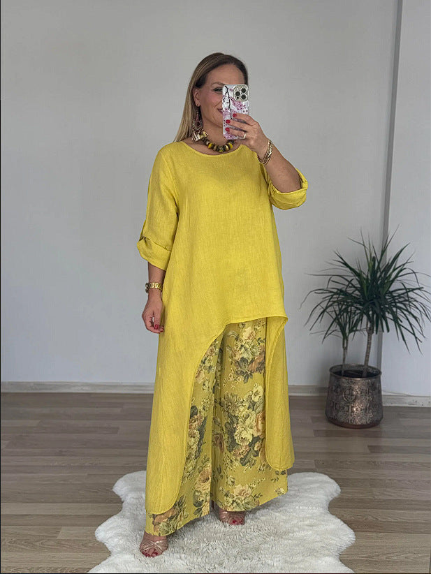 Damen Relaxed Fit Leinen Tunika Top Amawinc