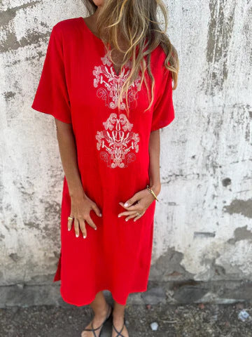 Damen Sommerliches Kleid mit aufwendiger Stickerei Amawinc