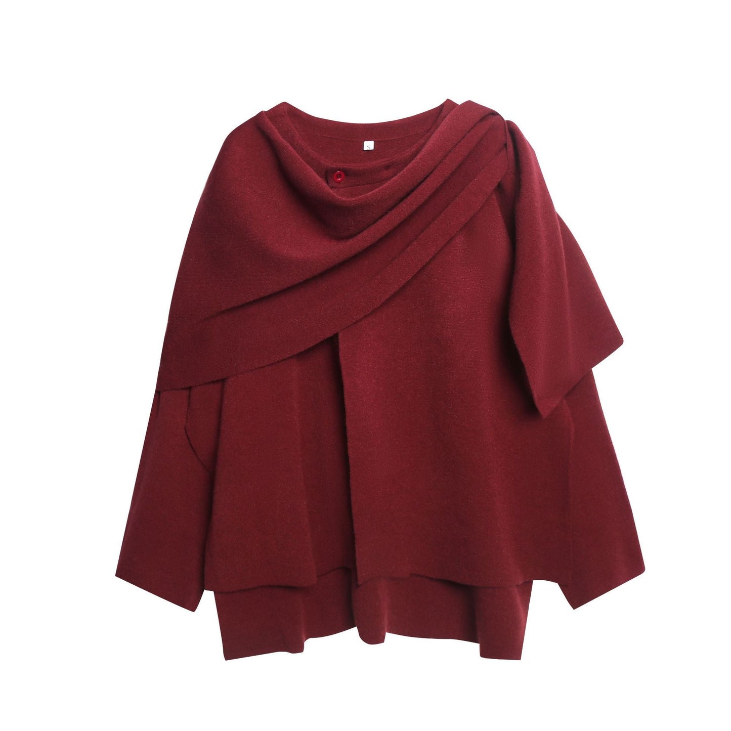 Damen gemütlicher Strickponcho mit raffinierten Drapierungen Amawinc