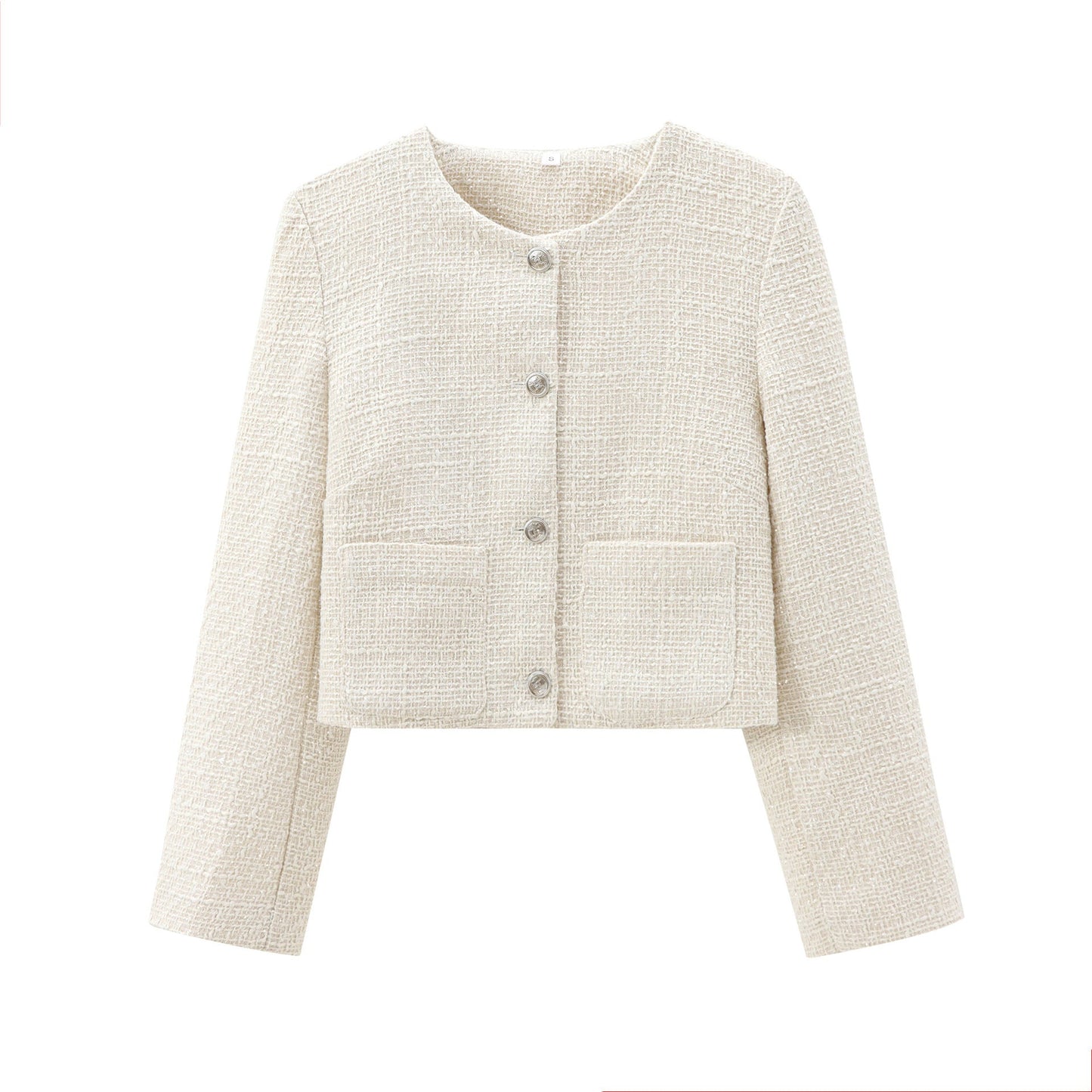 Damen elegante Kurzjacke im strukturierten Tweed-Stil mit praktischen Taschen Amawinc