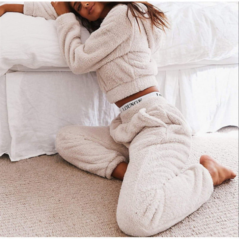 Damen kuscheliges Lounge-Set aus weichem Fleece Amawinc