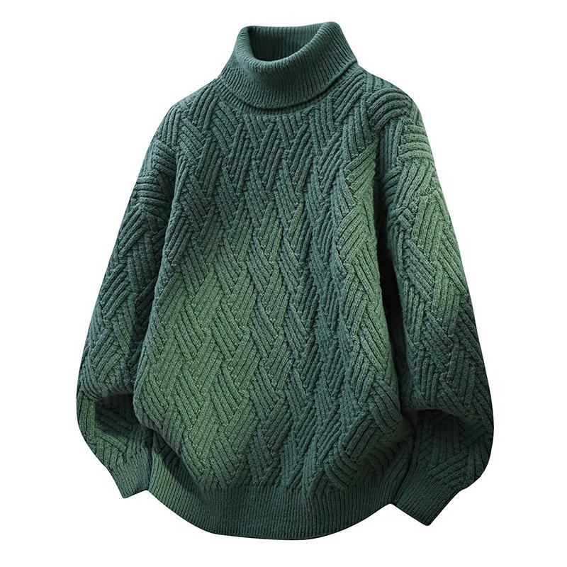 Damen Oversized Rollkragenpullover mit strukturiertem Zopfmuster Amawinc