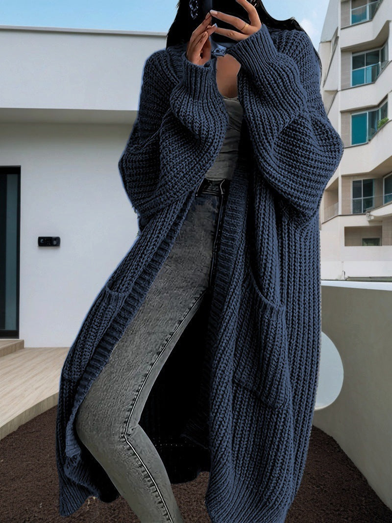 Damen Großer Strickcardigan mit lässiger Passform und großen Taschen Amawinc