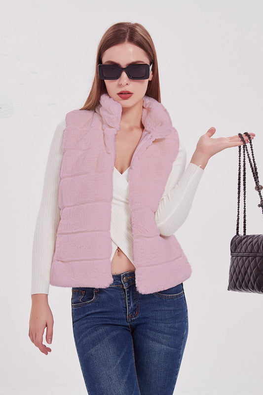 Damen Modische Steppweste mit hohem Kragen und praktischen Taschen Amawinc