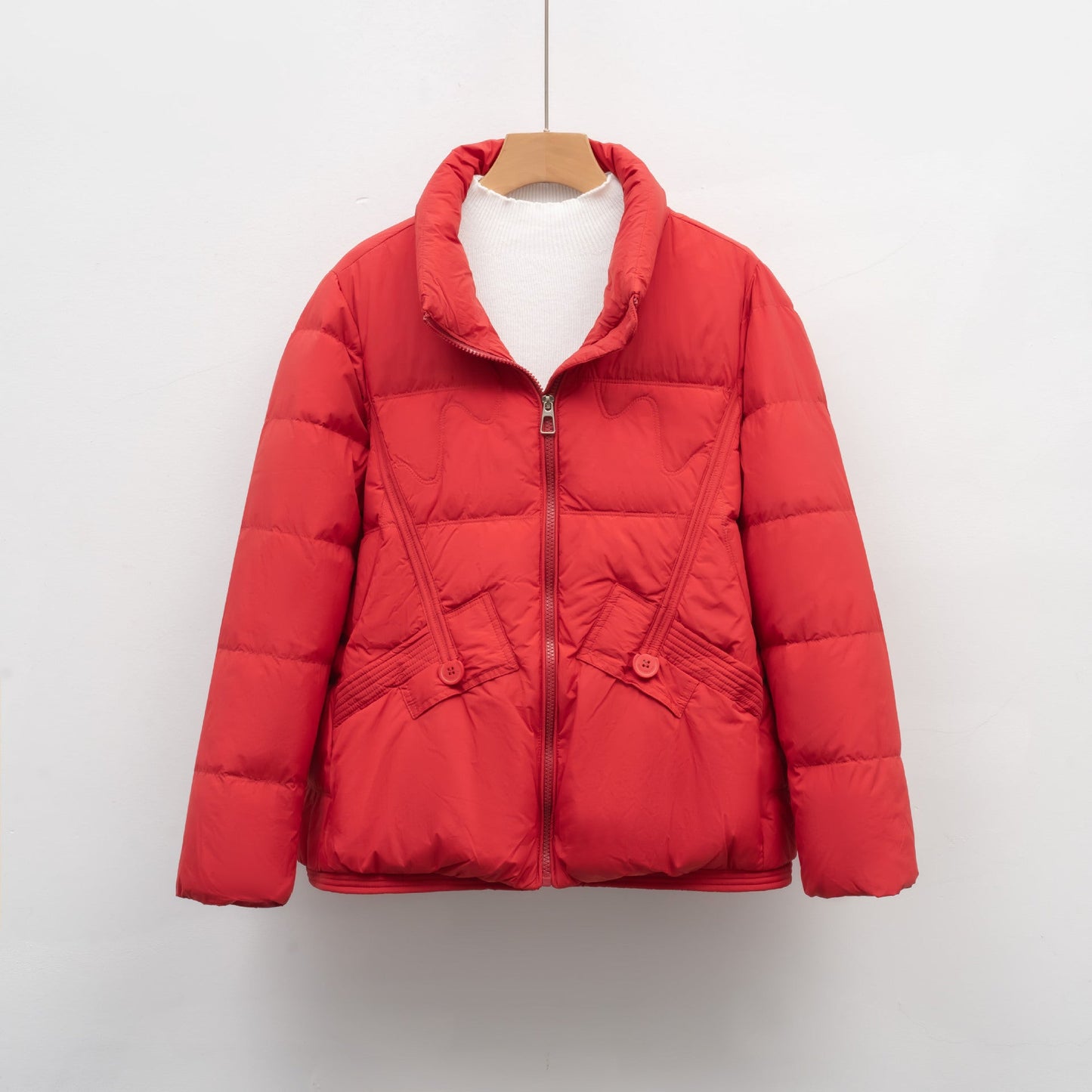 Damen gesteppte Winterjacke mit praktischen Taschen und hohem Kragen Amawinc