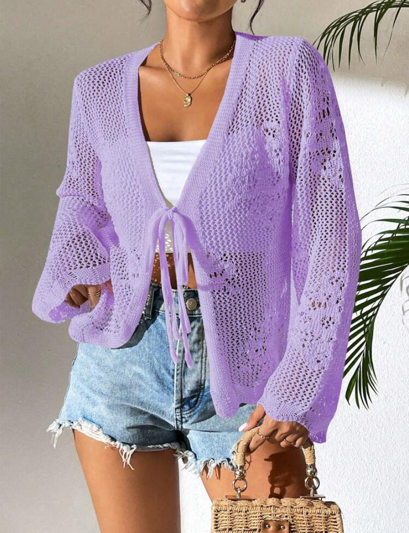 Cardigan Femme Amawinc Léger En Maille Coupe Ample Ouverture Devant Manches Longues Pour Printemps Été