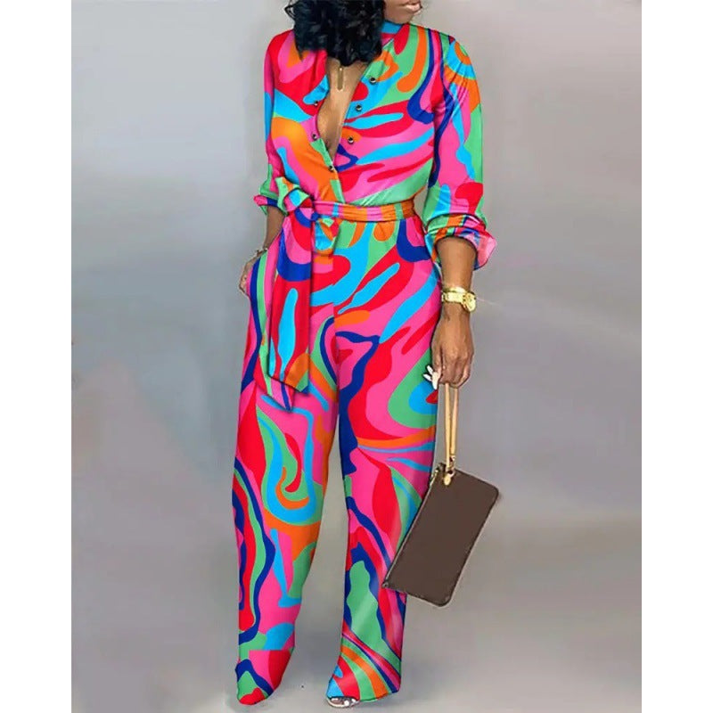 Damen Denim Jumpsuit mit modischem Patchwork-Design und praktischen Taschen Amawinc