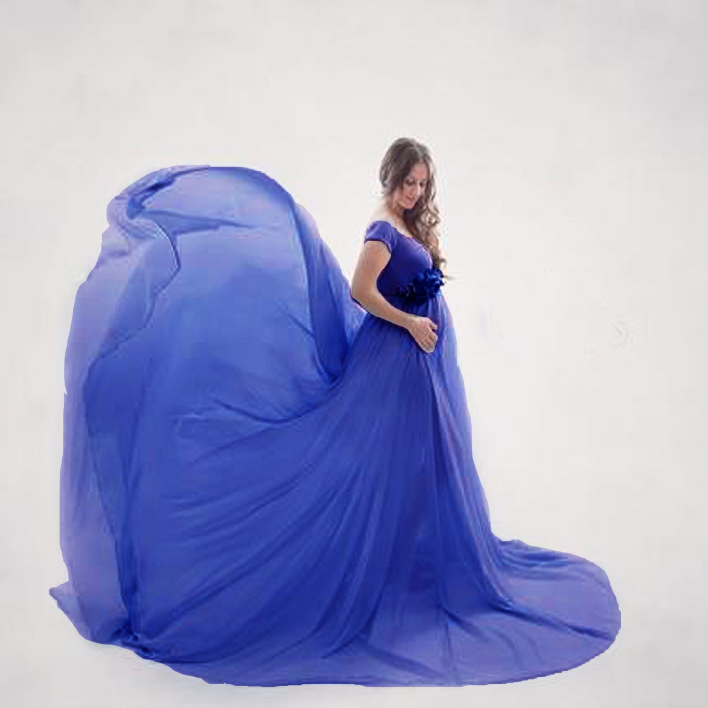 Robe Maternité Cynthia Gown Confortable Et Élégante Avec Ceinture À Nouer Et Tissu Coton Polyester